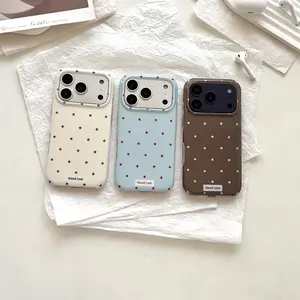 Korean Simple Three-Color Polka Dot Phone Case for Apple iPhone 17 Pro Max, 16 Pro Max, 15 Pro, 14 Fashion Accessories, Cute Girl's Protective Cover