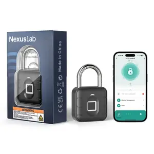 NexusLab Smart Fingerprint Padlock, Rechargeable Smart Lock, Tuya App and Bluetooth Unlock, IP67 Waterproof Lock with 10 Fingerprint Capacity, Biometric Lock, Security Lock for Suitcases Lockers and Outdoor Gates