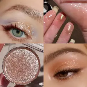 Glitter Eyeshadow, Monochrome High Shine, Highlighting, Sparkling Powder, Long-Lasting, Metallic Shimmer, Makeup For Eyelids & Cheekbones