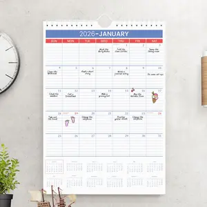 2026 Yearly Planner Calendar, Simple Business Design, 12-Month Large Grid Inner Pages, Thick Paper Twin Wire Binding, Home Office Time Management Wall Calendar