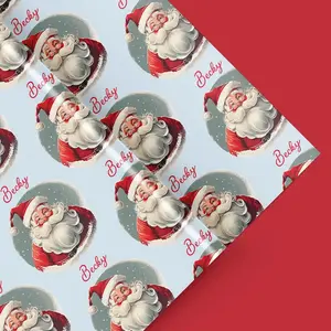 Personalized Vintage Santa Gift Wrap | Custom Name Wrapping Paper | Classic Holiday Gift Paper | Unique Wrapping Paper Roll
