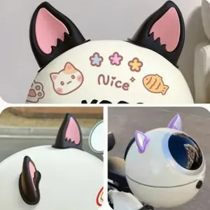 2pcs Cute Cat & Bear Ears Helmet Stickers, ABS Material, Motorcycle & Electric Bike Decorative Accessories, Adhesive Helmet Decals for Car Decoration