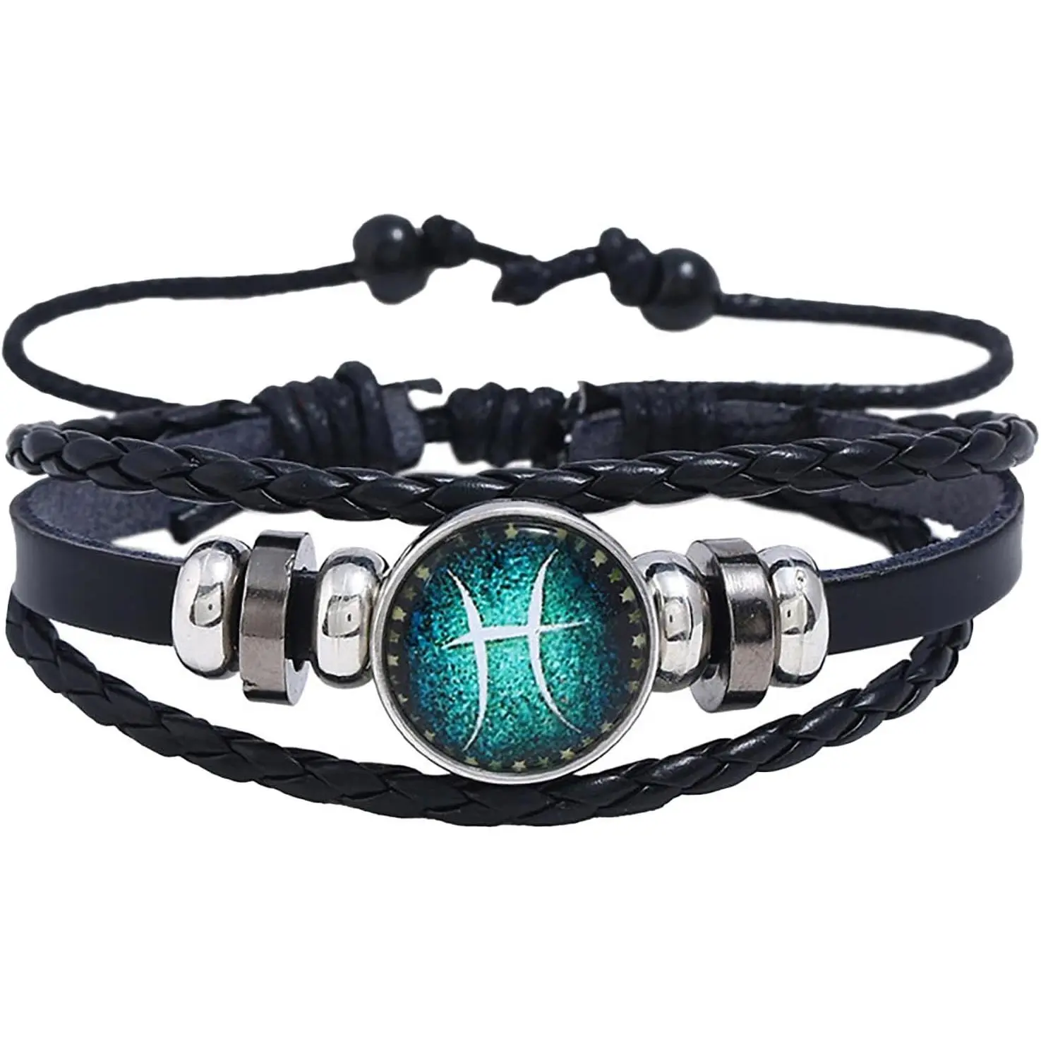 12 Zodiac Bracelet for Men Leather Zodiac Sign Bracelet Soul Guardian Bracelet Stackable Spirit Bracelet Handmade Braided Wrap Bracelet for Birthday Gift