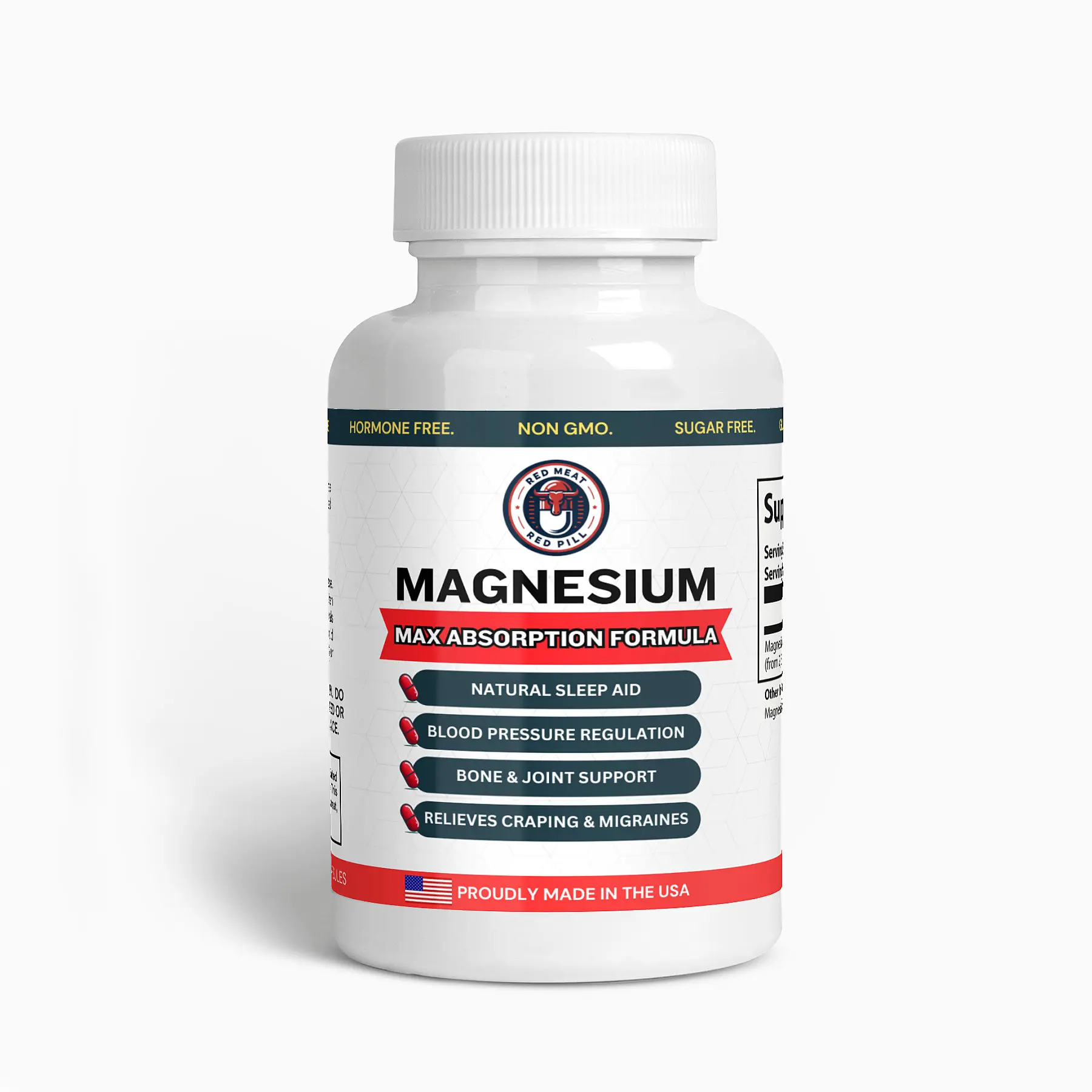RMRP Maximum Absorption Magnesium Supplement GMO Free Organic Energy Blood Pressure Control Sleep Headache Edible Fitness Healthcare Dietary Capsule Brain Health Detoxing Dairy Free