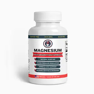 RMRP Maximum Absorption Magnesium Supplement GMO Free Organic Energy Blood Pressure Control Sleep Headache Edible Fitness Healthcare Dietary Capsule Brain Health Detoxing Dairy Free