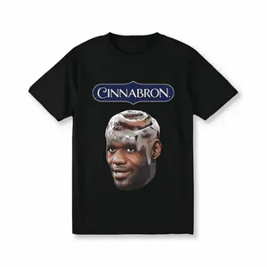 Men's Cinnabon LeBron James Meme Round Neck Short-Sleeve Streetwear T-Shirt - Unisex Essential Soft, Lightweight, Relaxed Everyday Top