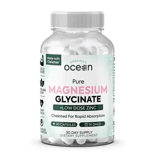 Magnesium Glycinate with Zinc - Maximum Strength Chelated Mineral Supplement for Women and Men, Supports Muscle Cramps & Sleep - 90 Capsules