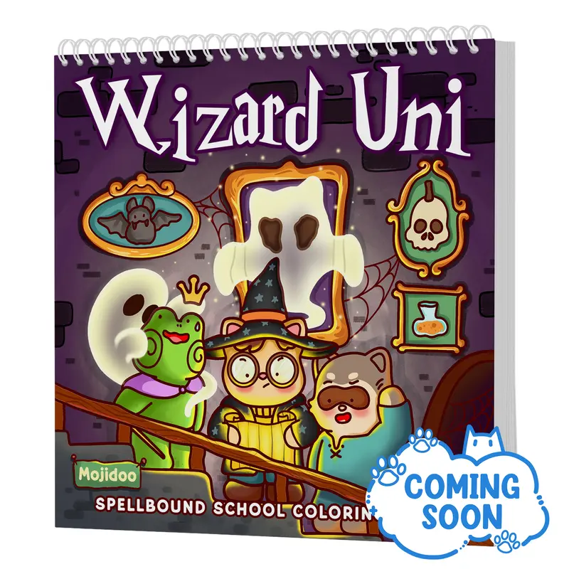 Wizard Uni: Spellbound School Coloring Book for Adults Teens & Kids with 50 Free Digital Bonus Pages Fuzzy Cat Witch Friends & Comfy Ghost in Magic School