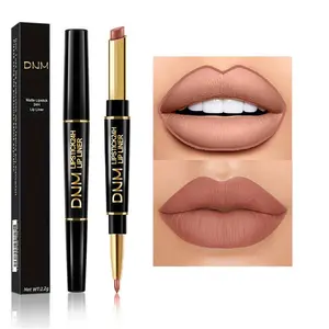 Double-ended Non-stick Cup Long Lasting Lipstick, 1 Count High Pigmented Waterproof Lip Liner, Lip Makeup Tools for Daily Use, Matte, Lip Lacquer Lipliner