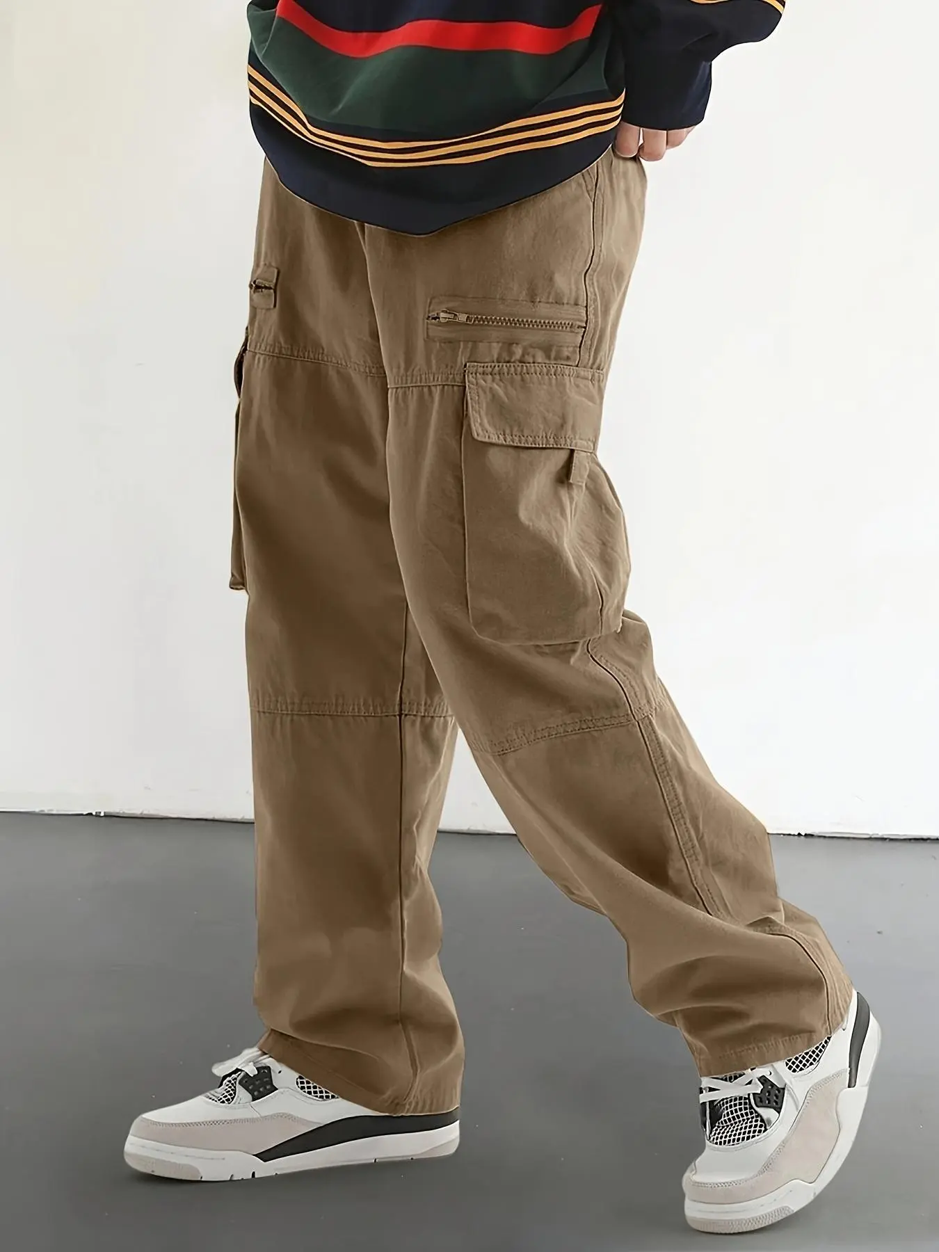 tiktok freeship Men’s Cargo  – Loose Fit Full-Length , Elastic Waist, Pockets, Casual Fashion, Jogging/Running, Outdoor, Retro Style athletic bottom slacks summer menswear work trouser baggy workout pant men