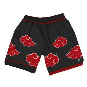 Naruto Akatsuki Six And Three Cloud Men's Basketball Shorts Workout Sport Knee Pants with Pockets Embroidery Shorts