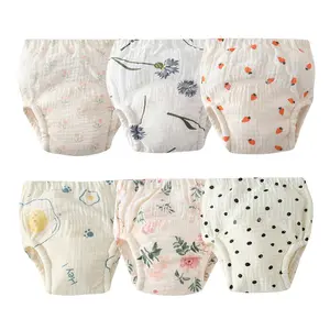 6-Pack Breathable Cotton Underwear for Girls Reusable Waterproof Pee Training Pants Soft Toddler Kids Underpants Infant Potty Assorted Training Panties