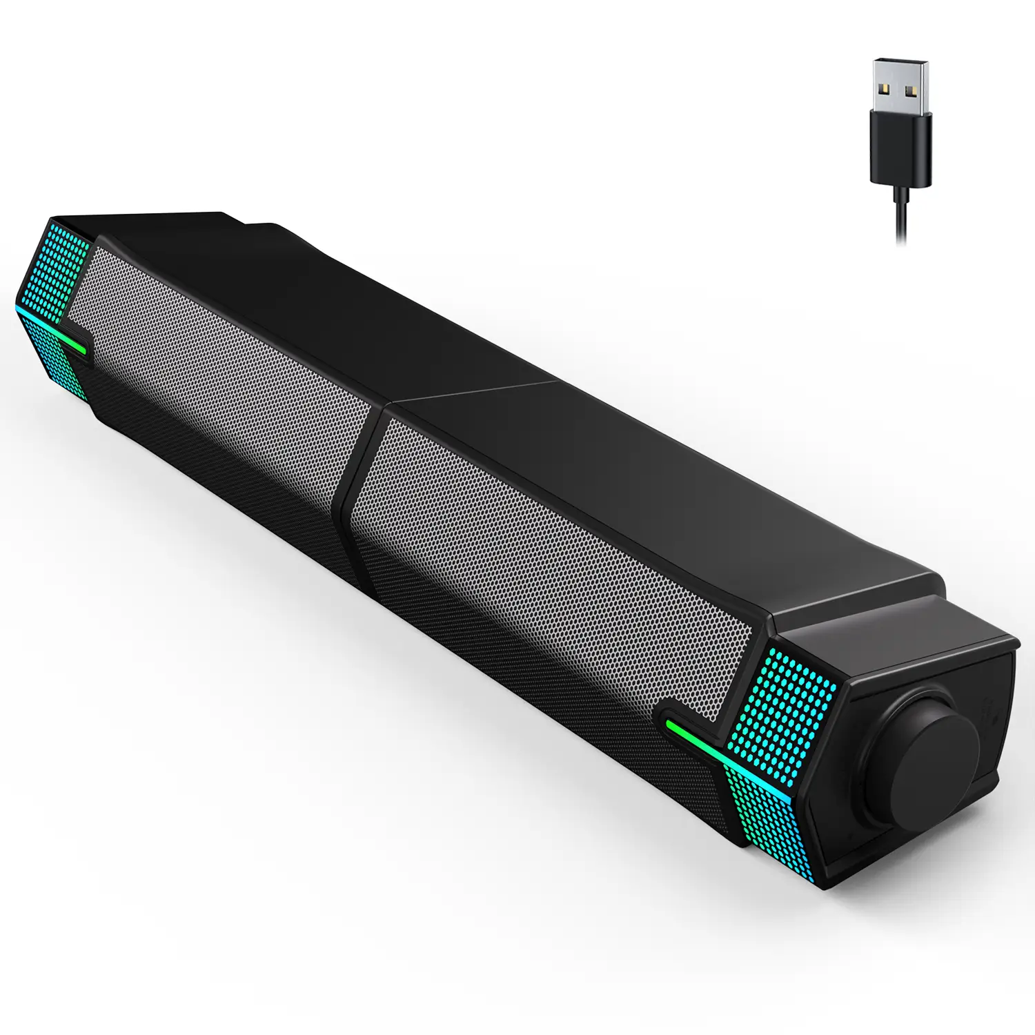 Jeecoo M20 Desktop Monitor BT PC Speaker, Gaming PC Speaker - Wired USB Power Supply, Super Stereo Sound with Fading LED Lights - Combination/Detachab