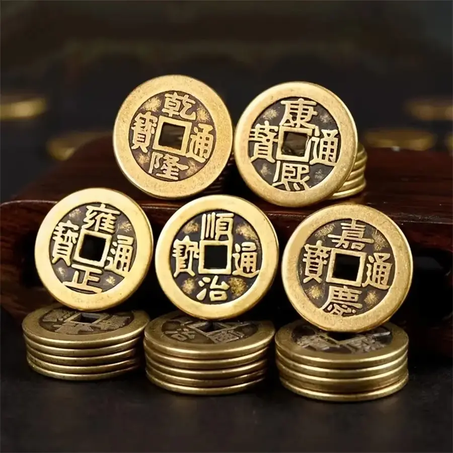 Chinese Feng Shui Coins Set, 50-100-200 Pcs, Lucky & Wealthy Design, Feng Shui Ornaments, Ideal for Home Decorating Ornaments & Gift Giving, Multiple Colors Available, Home Decoration, Decorative Ornament, Decoration Items