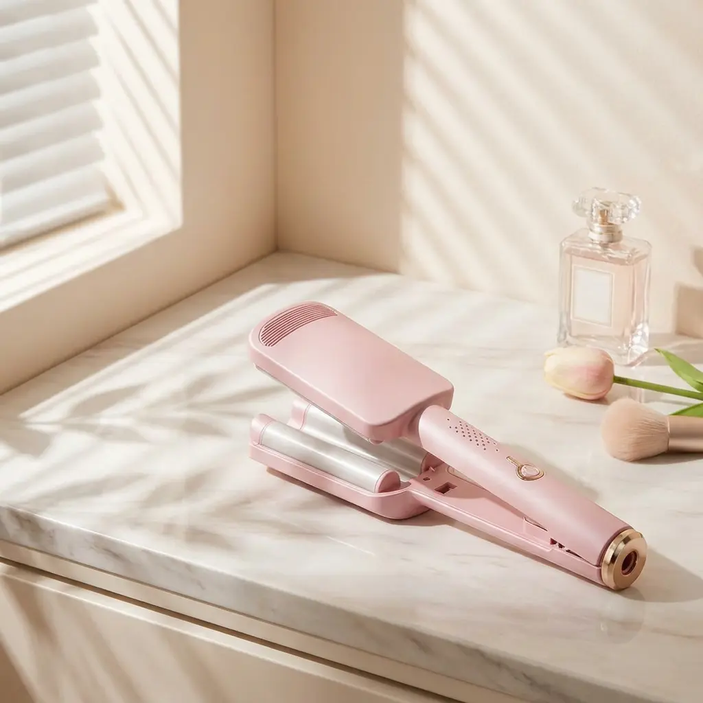 French Style New Upgraded 32 mm French Wave Curling Iron — 4 barrels, adjustable temperatures, fast heating in 10 seconds, auto shut-off safety lock, extension cord suitable for all hair types; beauty & hair styling, fashionable