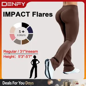 DENFY IMPACT Flares Butt Bottoms Gymwear Workout Gym Women Butt Lifting Pants Sportswear Sports Slim Fit Tummy Control Yoga