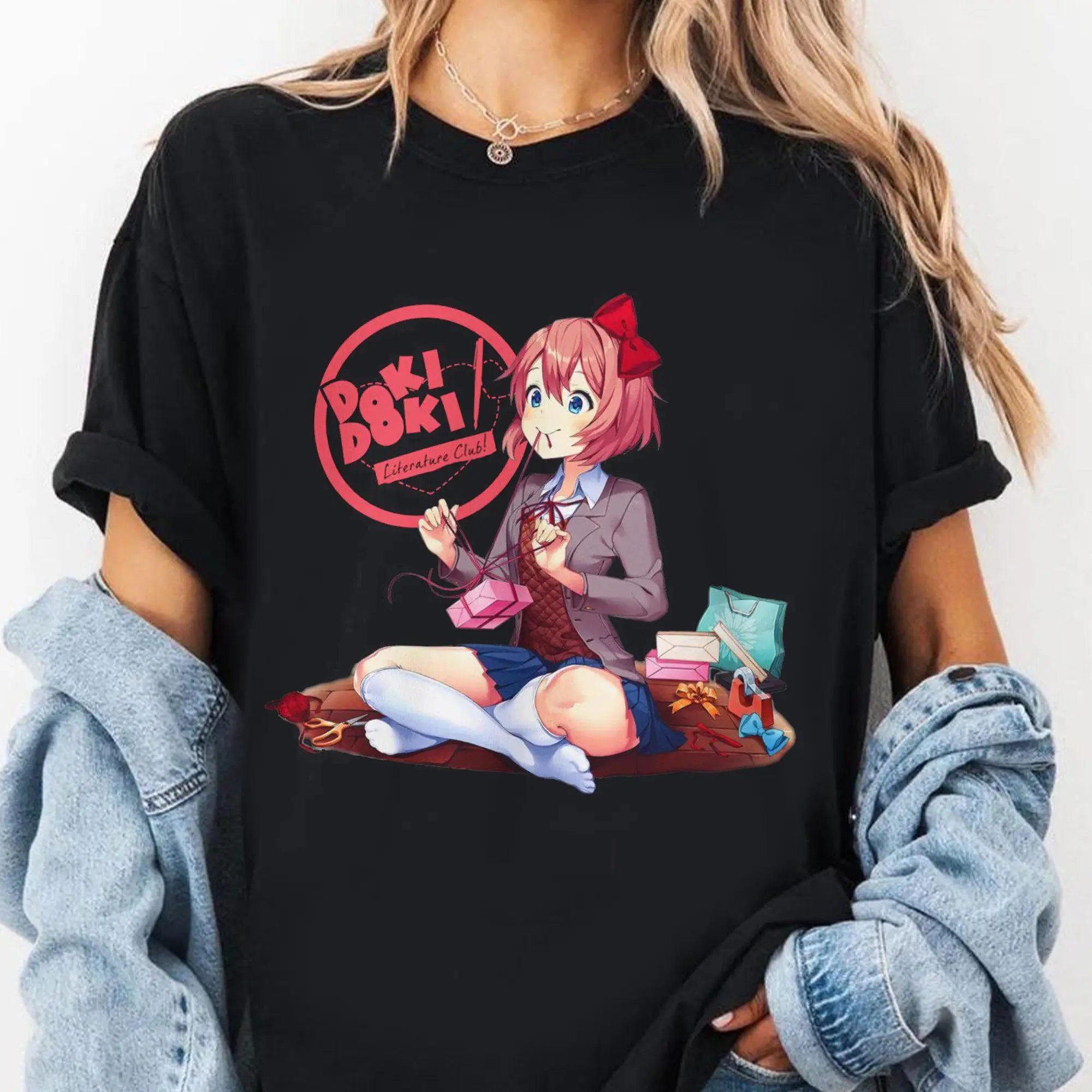 Doki Doki Literature Club Kawaii Horror T Shirt Gift For Fans Japanese Anime Tee
