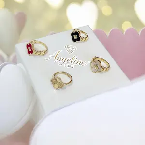 Hermosos anillo cubano Flores Laminado 14k caps Oro Real Alta Calidad Uso Diario
