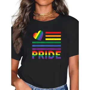100% Cotton Pride LGBTQ+ Rainbow Flag Equality T-Shirt Casual Short Sleeve Shirt Breathable Fabric pride  parade  outfits rainbow  outfits