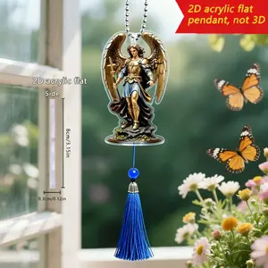 Vintage Archangel Michael Acrylic Wall Art, Car Hanging Ornament, Wings & Sword Religious Decor, Spiritual Home Decoration, Hangable