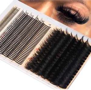 Lash Clusters with Bottom Lashes Spike Long 26mm Lash Clusters with Spikes 260D Volume Eyelash Clusters DIY Cluster Eyelash Extensions Mega Style Individual Bottom Lashes Extension