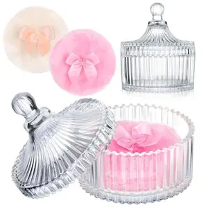 Body Powder Puff and Container, 2PCS 3.54" Powder Puff and 1PCS 5.3x3.9 Powder Container, Large Dusting Powder for Women Body Puff
