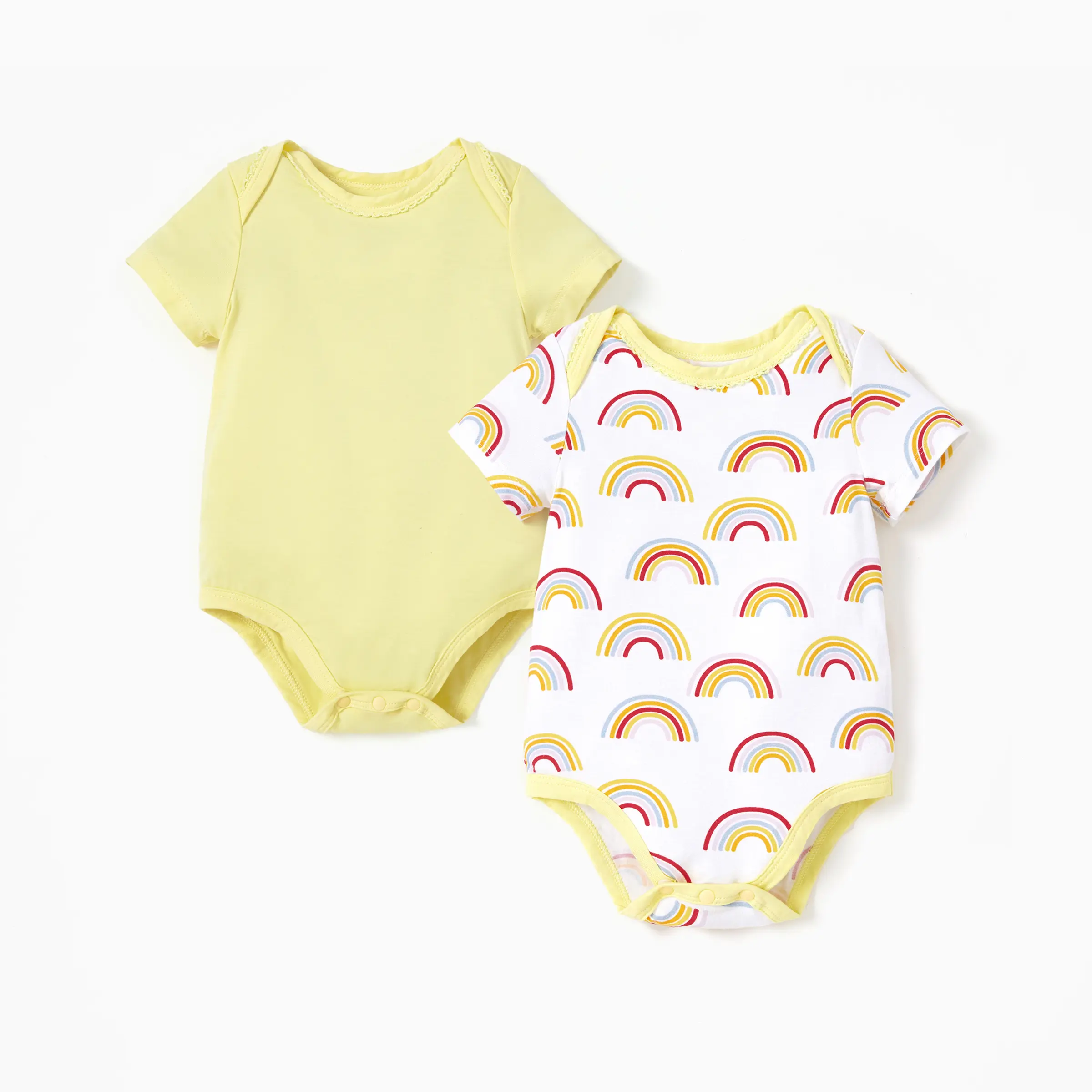 PatPat Bamboo Boys Girls Baby Short Sleeve Bodysuit Set, 2-Pack, Soft Viscose One-Piece Essentials for Newborns & Infants, Easy Diaper Changes, Super Soft and Breathable Fabric, Stretchy to Fits Longer, Long/Short Sleeve, 2pcs, Autumn Sale,Fall Sale
