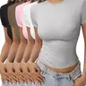 【Black Friday】Women’s Solid Color Tee, Casual Comfy Basic Minimalist Crew Neck Short Sleeve T-Shirt for Summer and Everyday Wear