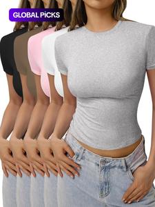 women's solid color lounge tee, casual comfy round neck short sleeve t-shirt for summer, ladies clothing for daily wear, summer tops