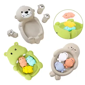 Baby Bath Toys Floating Animal Set, Cute Sea Otter and Seahorse Baby Shower Toys, Sensory Spray Playset, Unisex 1-3 Years, Non-Toxic Gift