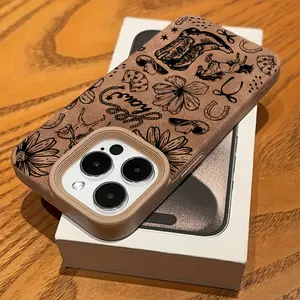 Niche Art Western Phone Case for iPhone 17/16/15 Pro Max/14 Plus/13/12/11 Pro/Air| Suede-Like Texture + TPU, Anti-Smudge Drop-Proof Soft Cover