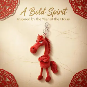 Lucky Horse Year Charm Keychain, Unique Zodiac Decor for Bags and Keys, High-Class Design, Perfect Gift for Horse Lovers, Fuzzy Keychain