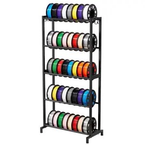 3D Printer Filament Storage Rack, 5 Tier Spool Holder System for Desktop or Wall Mount, Heavy Duty Steel Frame with Powder Coat Finish, Easy Assembly, Space Saving, Cable Management, Fits Most Filament Spools