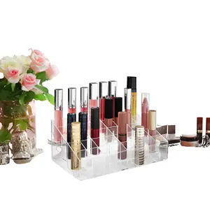 Acrylic Lipstick Organizer Stand - 40 Slot Cosmetic Display Makeup Case Lightweight