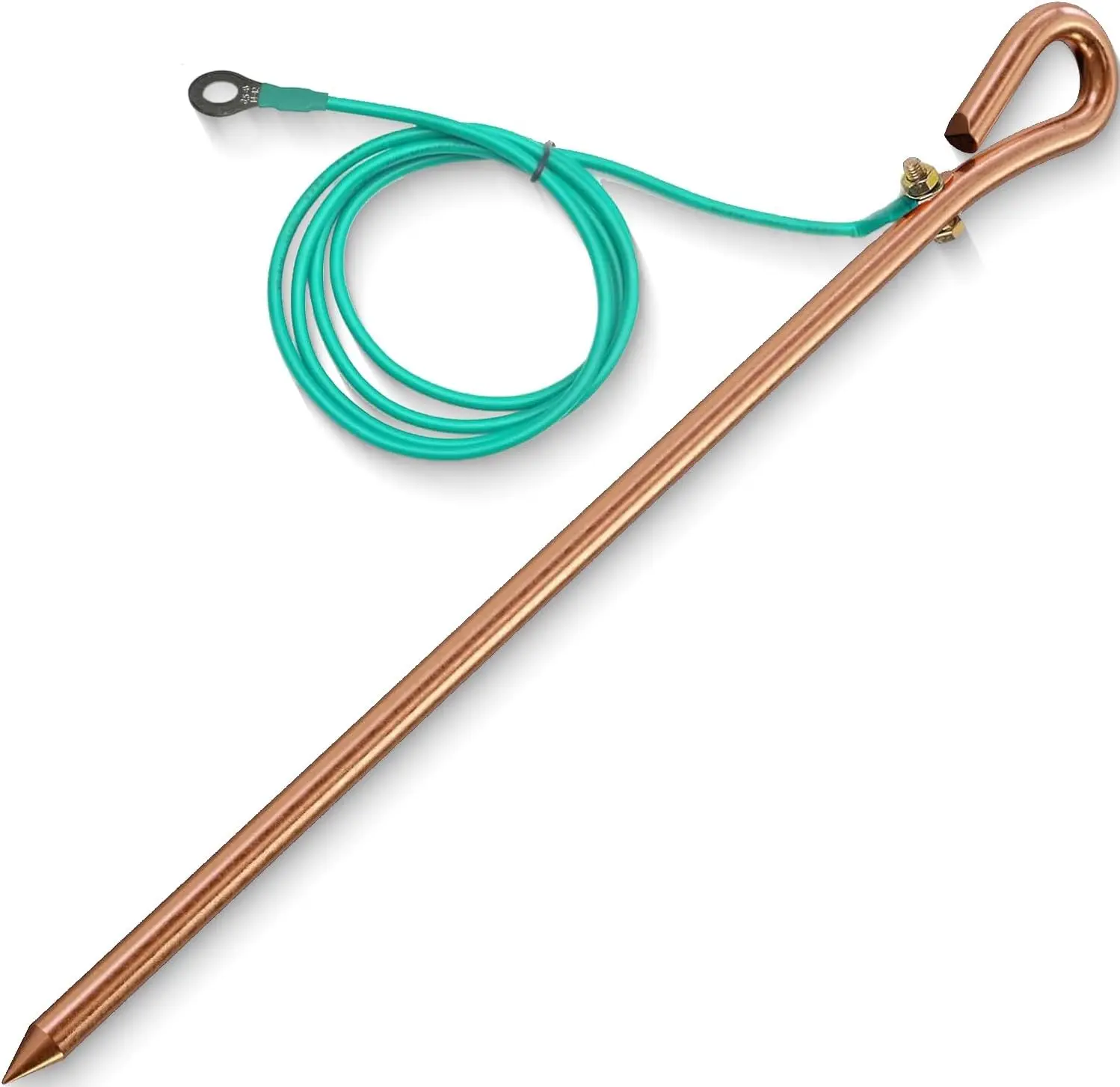 Generator grounding kit with 6ft Female Ground Cord,grounding rod for generator,Grounding Wire with Crocodile Clip for Electric Fences,Antennas (17.4 inch Ground Rod + 6.2ft Lugs Wire)