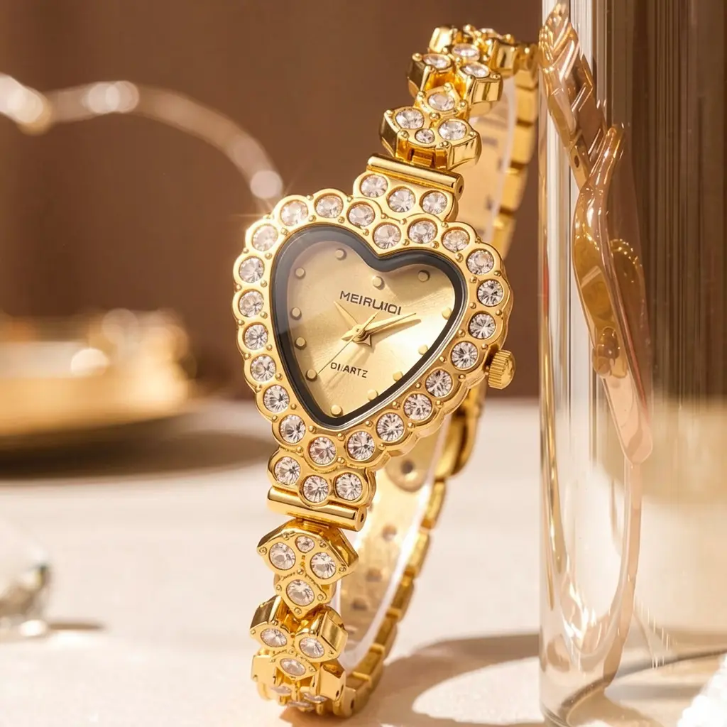 Women’s Casual Trendy Waterproof Durable Quartz Bracelet Watch - Elegant Oval Design with Clover Motif and Diamond-Studded Clover Accents, Casual Trendy Wristwatch, Durable Watch, Clover Motif Quartz Watches