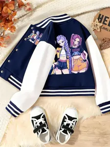 Men's Fitted Tailored Jacket - Kpop Anime Girl Print, Stretchy Elastic Fabric, Street Style Sporty Menswear Apparel, Fall-Winter Halloween Alternative, Unique Artistic Design, Men's Tops Coats