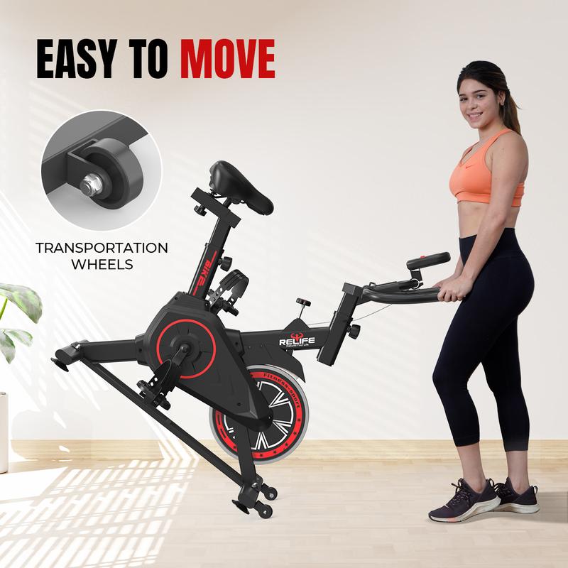 RELIFE REBUILD YOUR LIFE Mini Exercise Bike Compact Stationary Bike Silent Indoor Cycling for Small Space w/Adjustable Seat, Smooth Pedal & Belt Drive