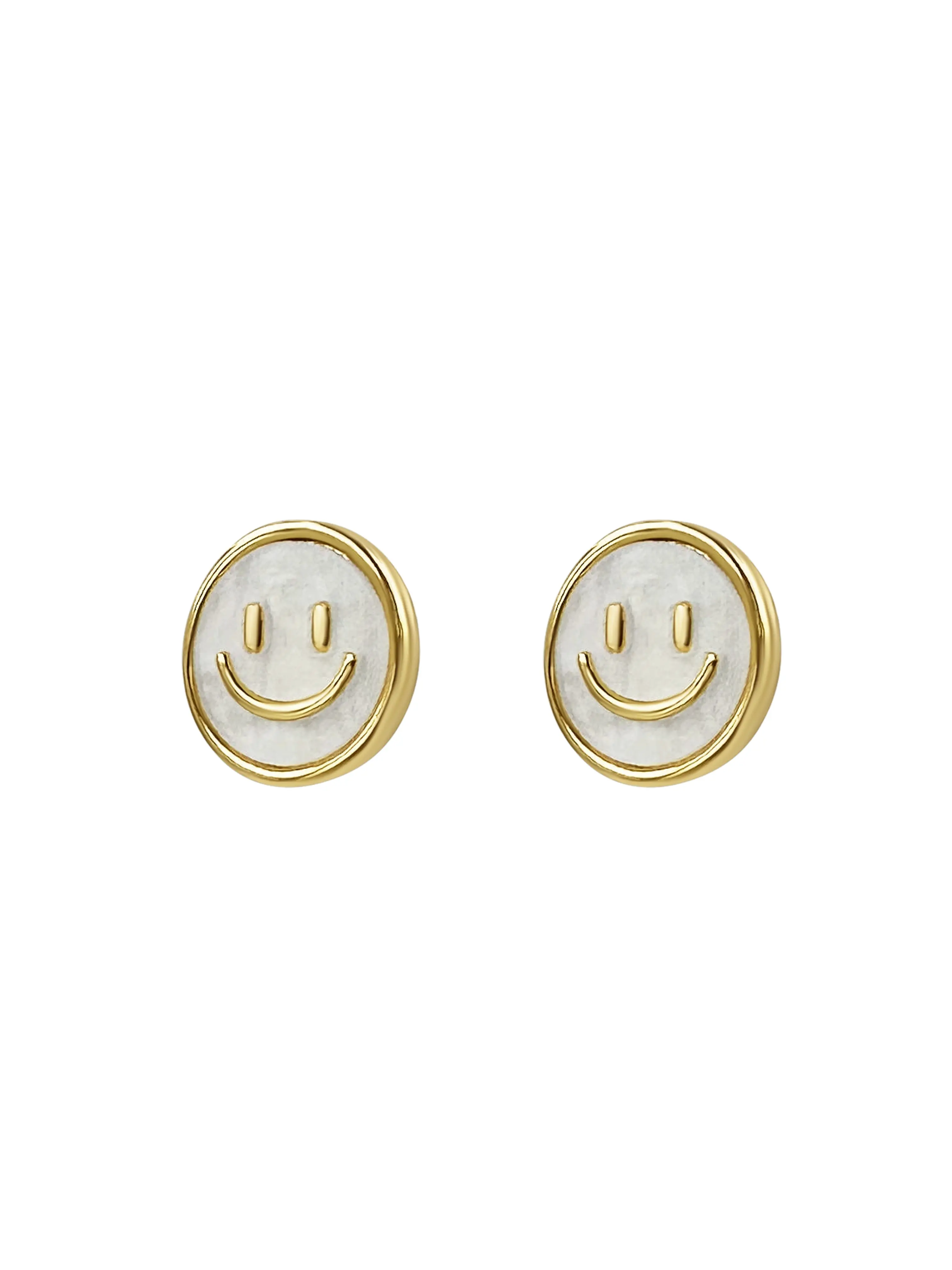 Gold Smiley Face Stud Earrings