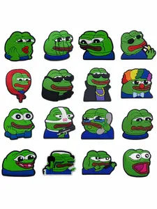 20pcs Cartoon Sad Frog PVC Shoe Decorations Footwear, DIY Detachable Wristbands, Bag Sandals, Ideal Gift for Birthdays, Christmas, Halloween Ideal choice for everyday gift pairing, Shoe Accessories, Shoe Decoration Charms