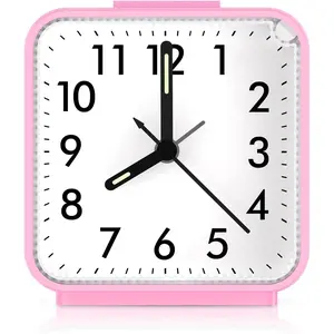 Alarm Clock, Silent Non Ticking Small Clock, Travel Alarm Clock with Snooze & Light, Ascending Beep Sounds, Battery Operated Loud Alarm Clock