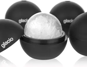 round Ice Cube Molds - Whiskey Ice Sphere Maker - Makes 2.5 Inch Ice Balls - 4 Pack