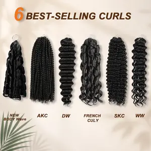 Noble 6 Curl Styles Feather Crochet Hair Bundles 18-inch — Featuring the "Miracle Knots" design for an invisible, natural look; deep wave texture; tangle-free;Blended Hair; pre-separated strands; 70g per pack; reusable. clip ins for black women