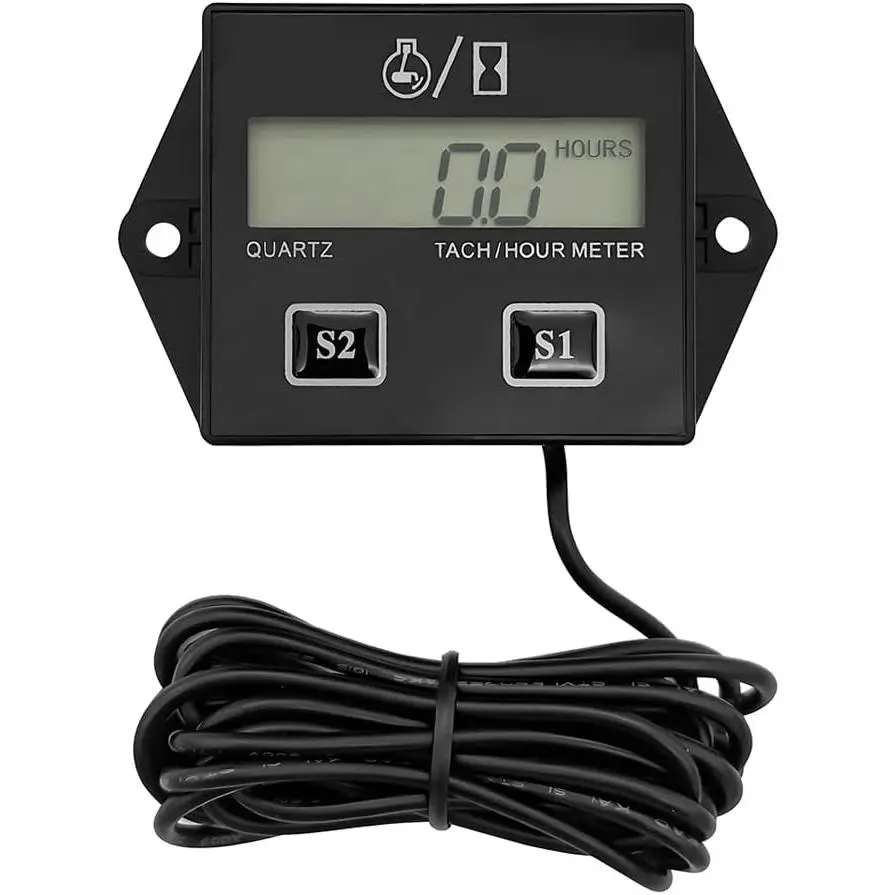 Small Engine Hour Meter and Digital Tachometer, Waterproof Inductive Tacho Gauge, Automotive Accessories for ZTR Lawn Mower Tractor Generator Motorcycle Chainsaw Marine