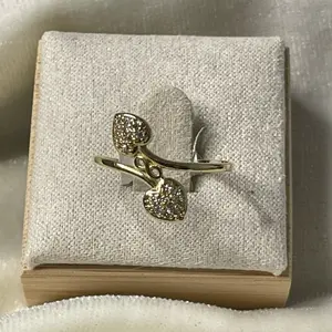 14k gold heart and infinity ring with zirconia