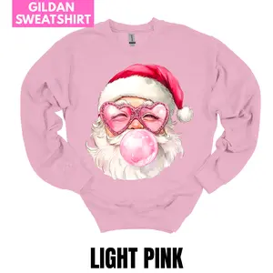 PINK Bubblegum Santa GILDAN Sweatshirt