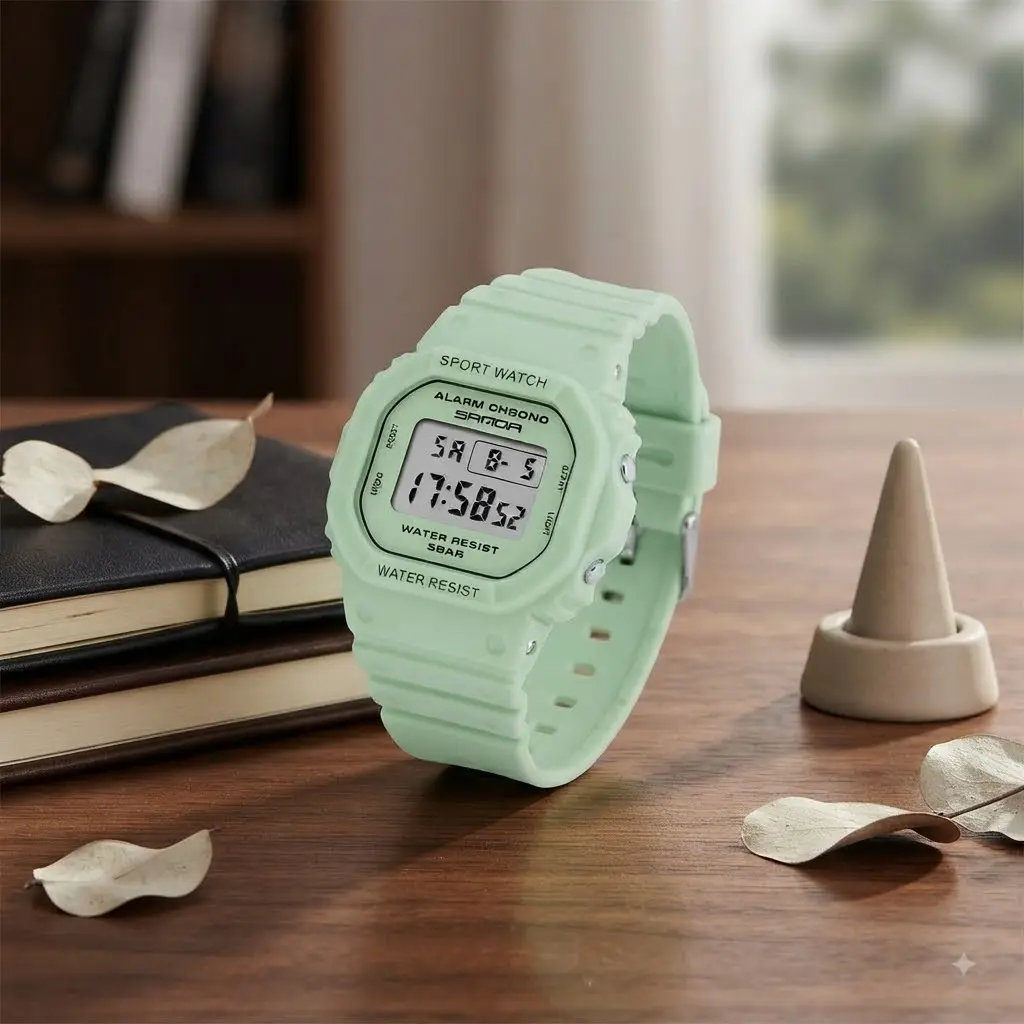 Multifunctional Electronic Wristwatch with Alarm, Chronograph, Comfortable Resin Strap for Outdoor, Daily Wear