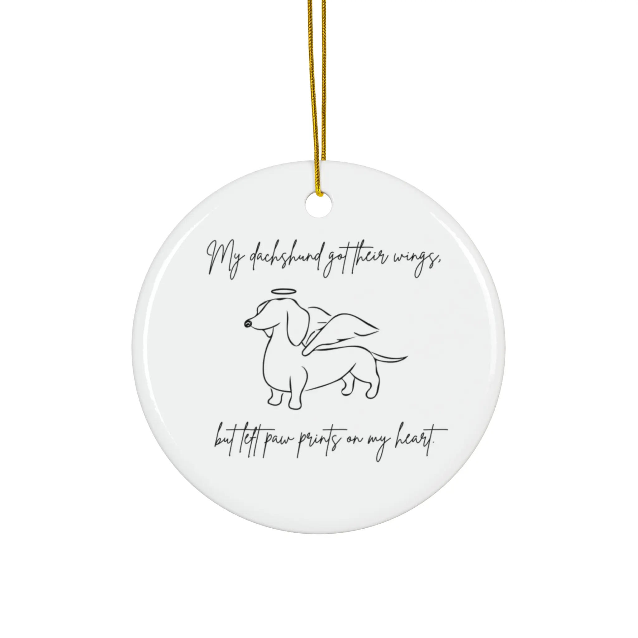 Dachshund Angel Paw Prints ceramic ornament (single sided)