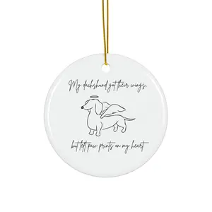 Dachshund Angel Paw Prints ceramic ornament (single sided)
