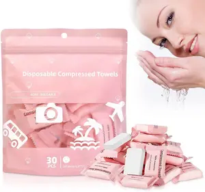 Compressed towel sheets - Disposable face towels - Suitable for travel, camping, hiking, business trips, and daily use - 1 pack of 30 sheets - Size: 9.4 inches × 11.8 inches